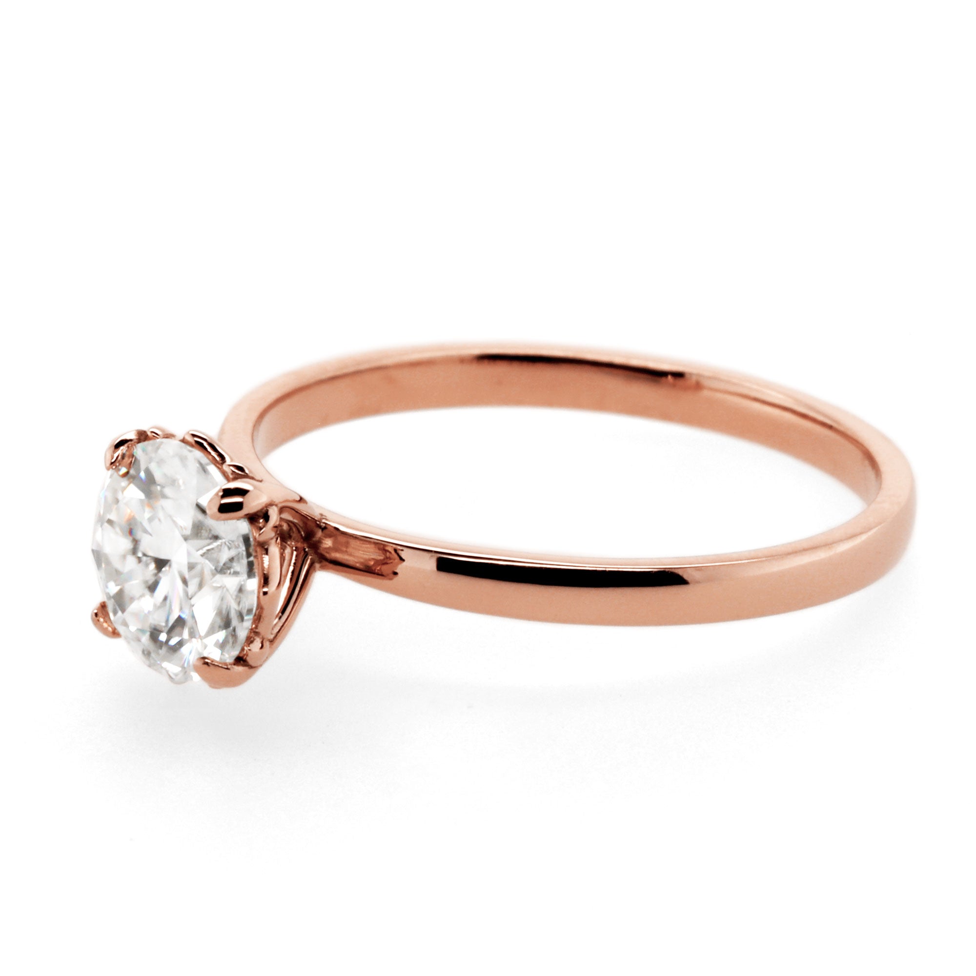 Fleur-de-lis Solitaire Engagement Ring with Moisanite in 14K Gold