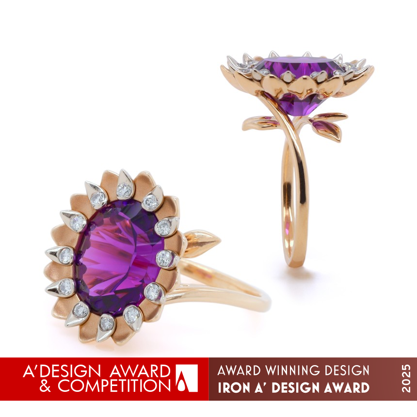 Handcrafted Luxury Jewelry by G&D Unique Designs — Golden Sunflower Ring, Museum of Outstanding design Como Italy