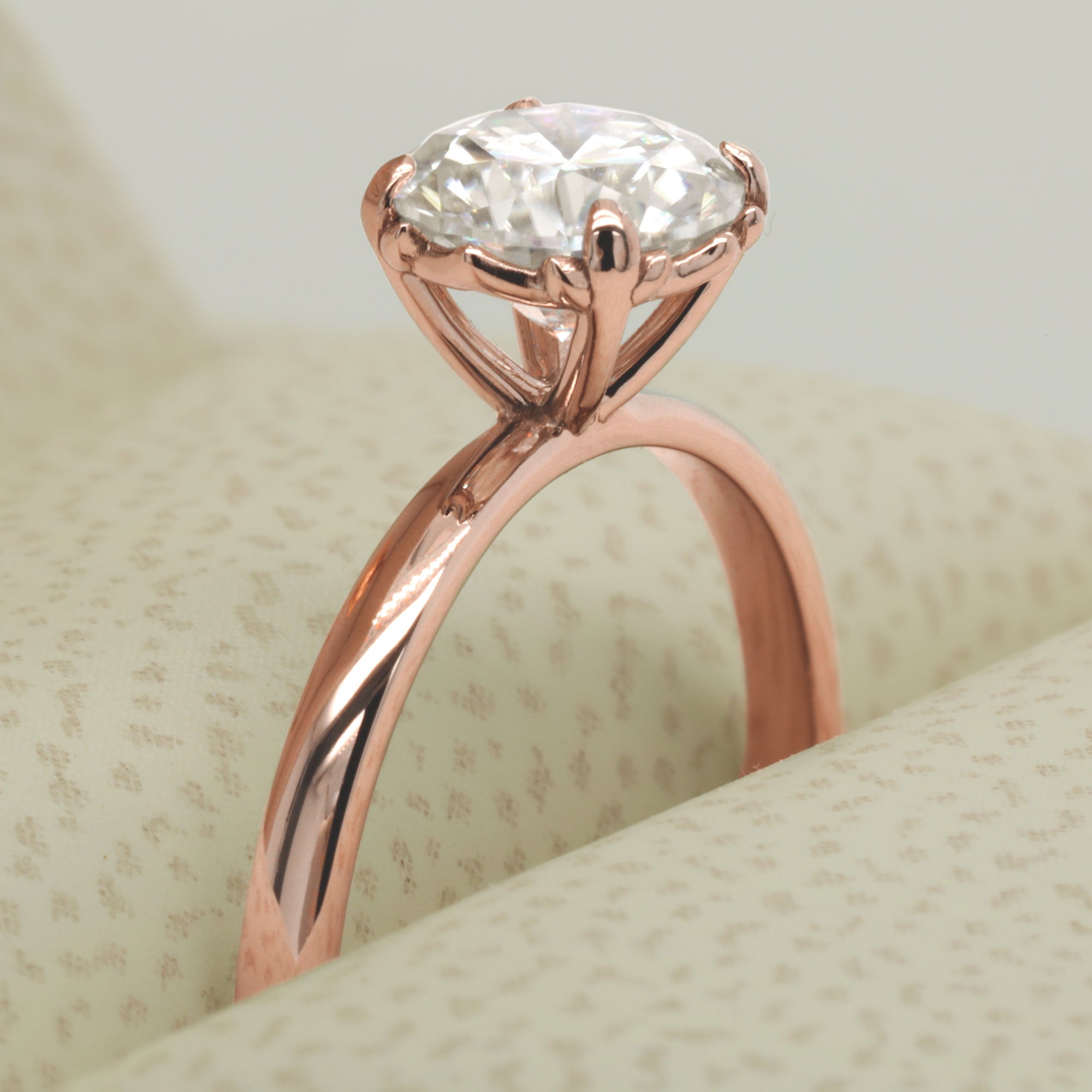 Rose Gold engagement ring with moissanite