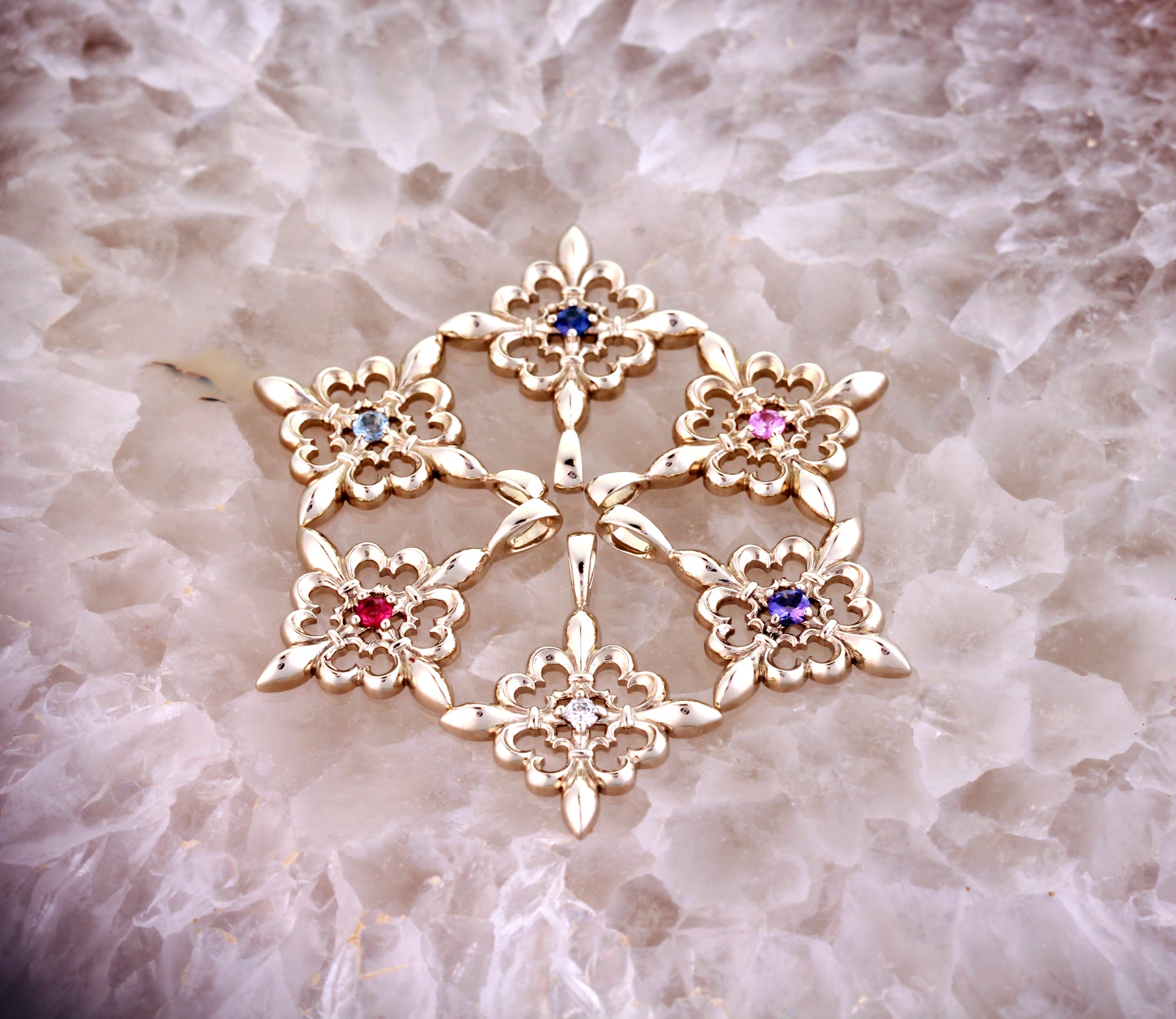 Fleur-de-lis Pendant with Blue Sapphire