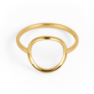 yellow gold karma ring, open circle ring in gold