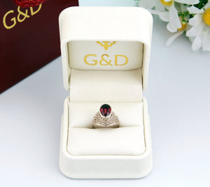 Garnet Ring in 14K White Gold
