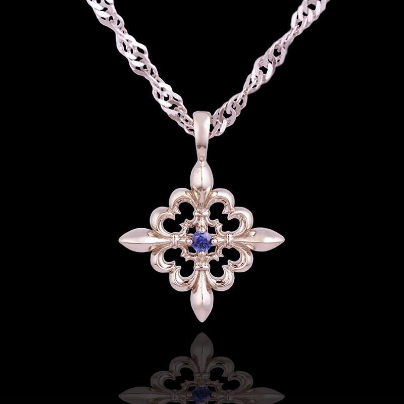 Fleur-de-lis Pendant with Blue Sapphire