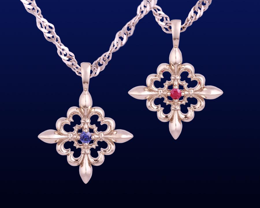 Fleur-de-lis Pendant with Blue Sapphire