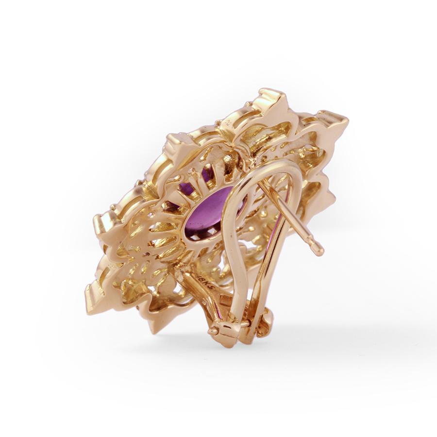 Amethyst-Gold-Button-earrings