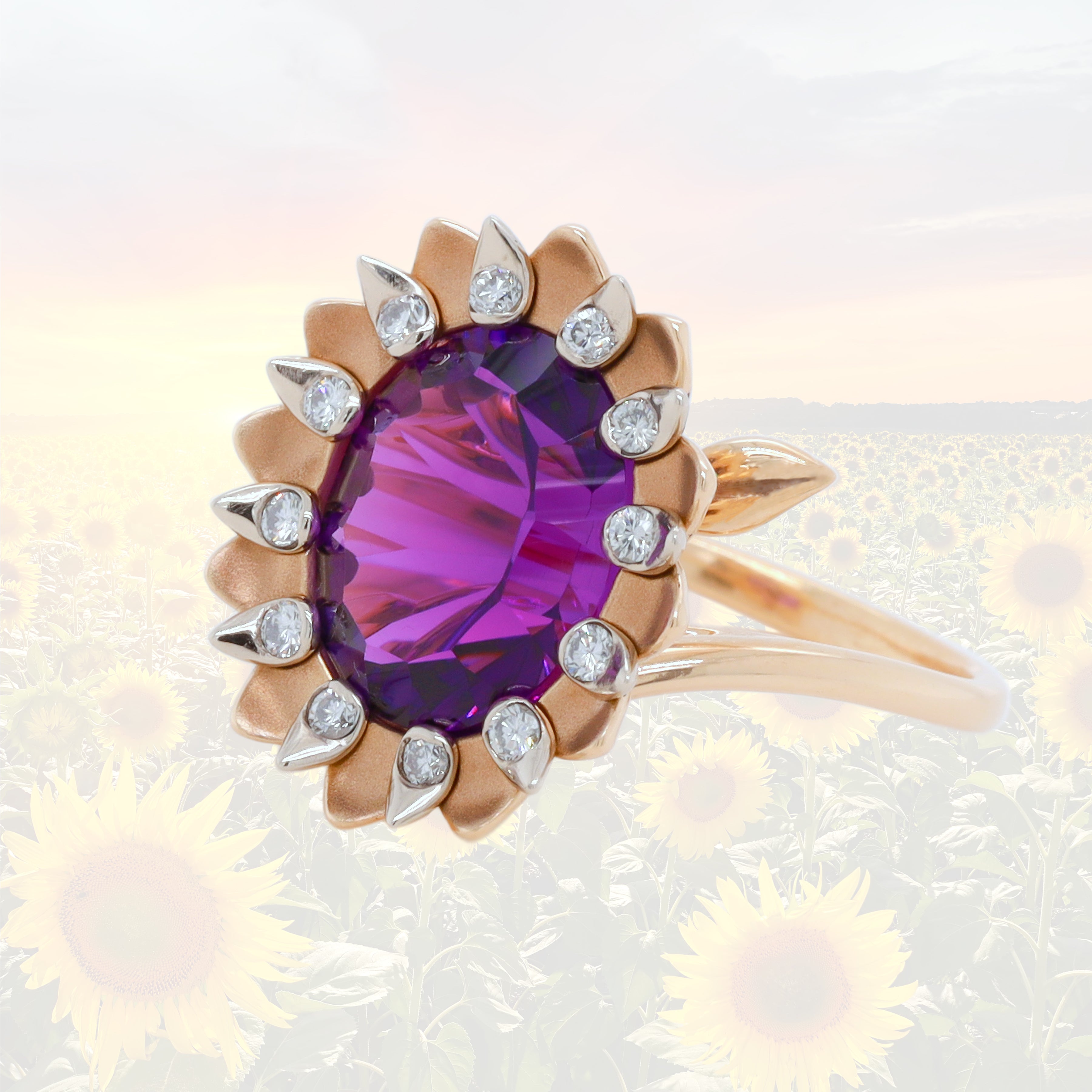 Golden Sunflower Ring by Gregory Simon
