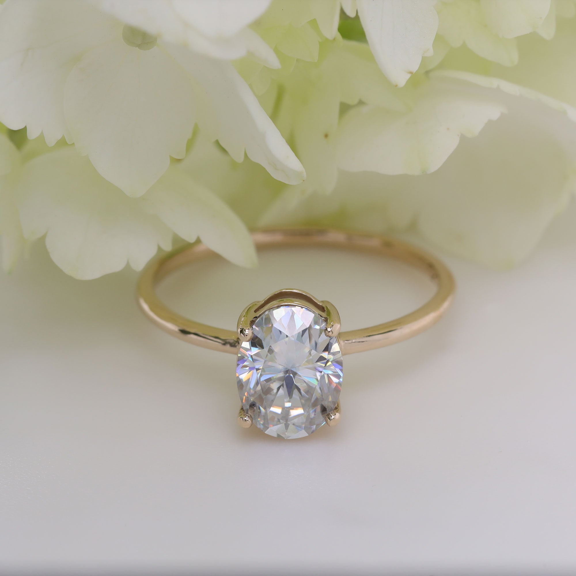 Engagement Ring Gold with Oval Moissanite