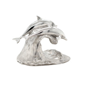 Collectible Art Sculpture of Dolphins in Silver