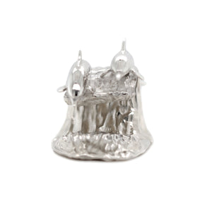Silver Art Sculpture of 2 dolphins on waive by Gregory Simonov