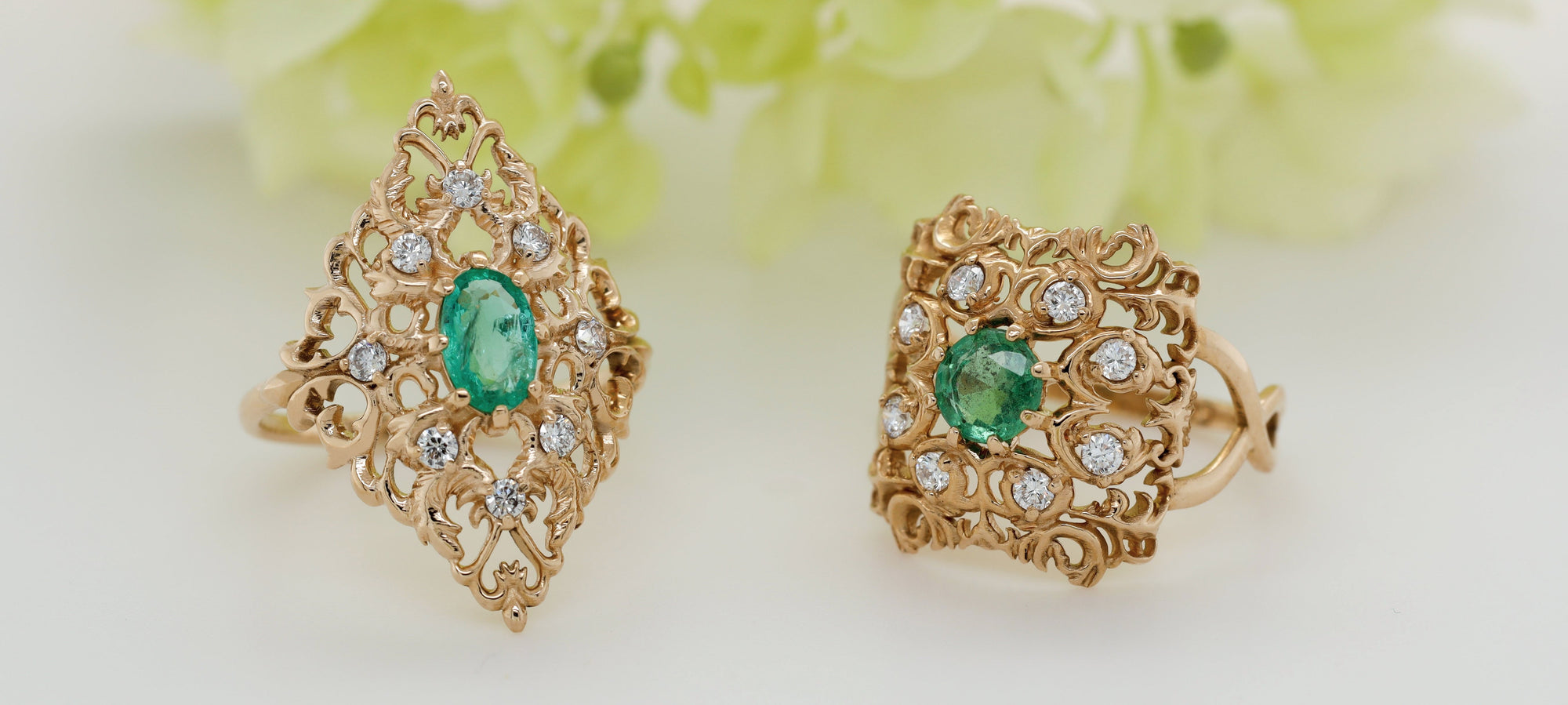 Emerald Statement Rings by Gregory Simon G&D Unique Designs