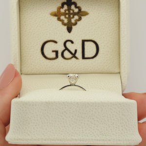 engagement ring with moissanite in G&D gift box