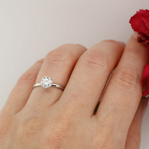 white gold engagement ring moissanite fleur de lis 