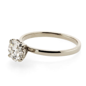fleur de lis engagement ring with moissanite in white gold