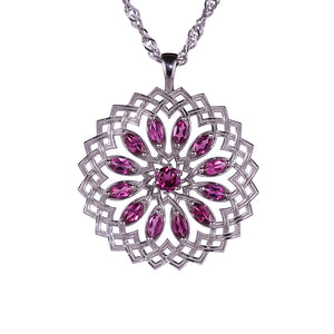 Lotus Gold Pendant with Rhodolites