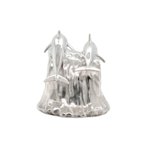Sterling Silver Collectible art sculpture Dolphins waive