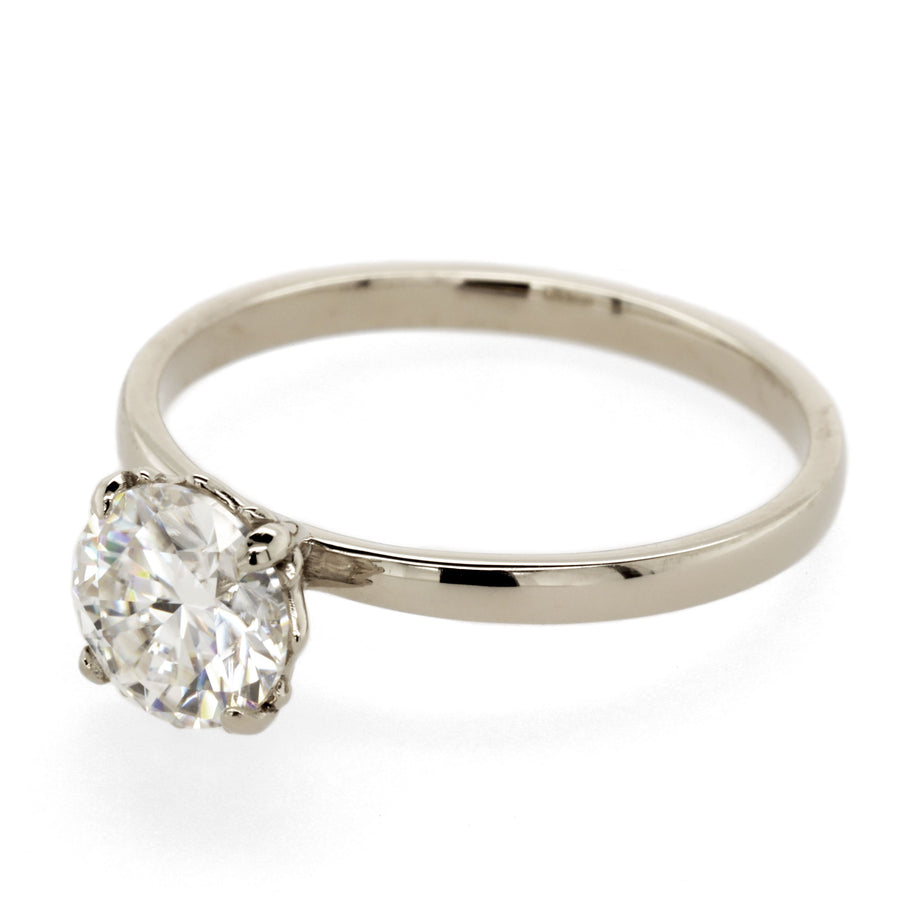 moissanite engagement ring in white gold