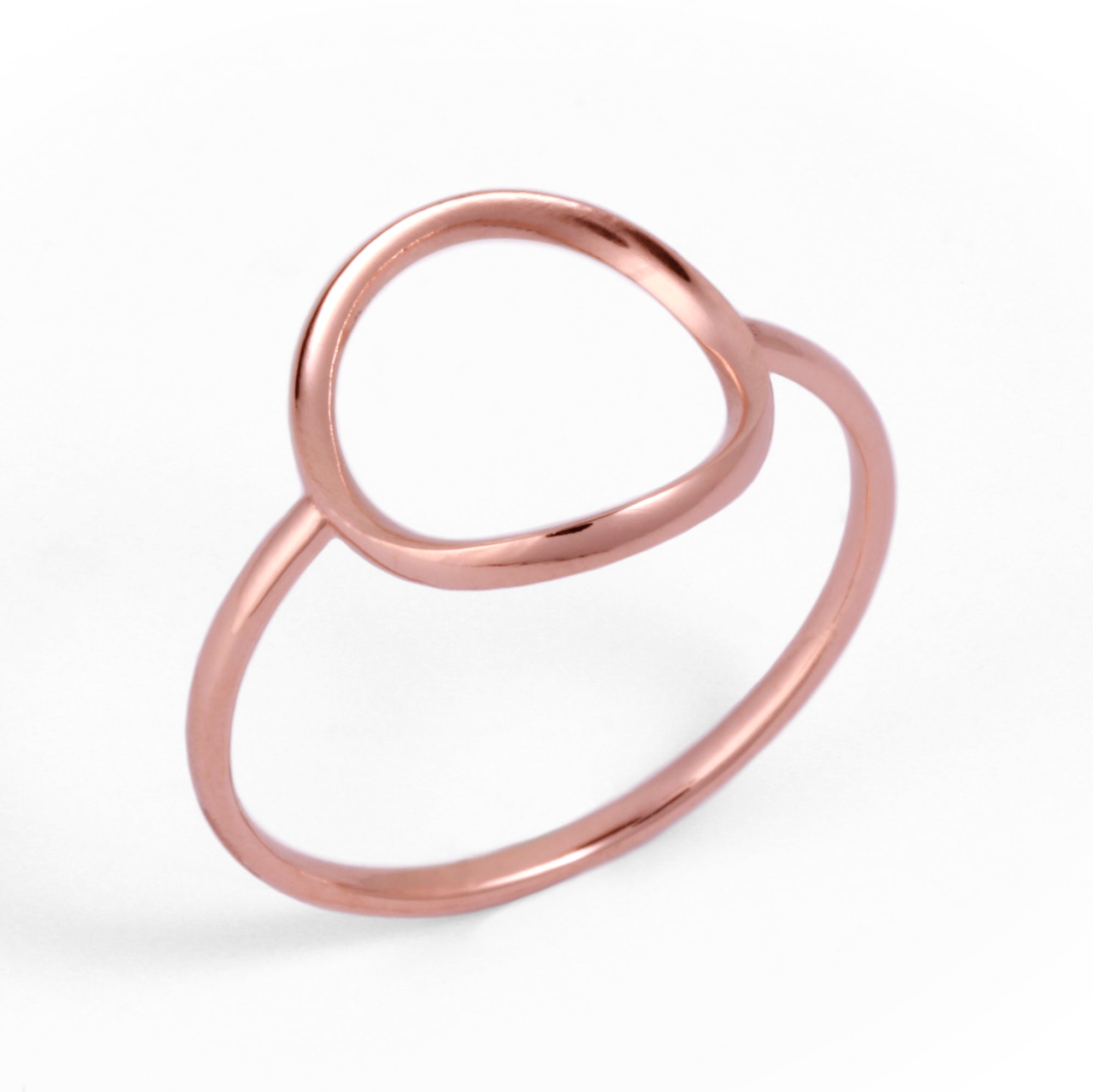 Top view of Karma Open Circle Ring in 18K gold minimalist symbolic ring