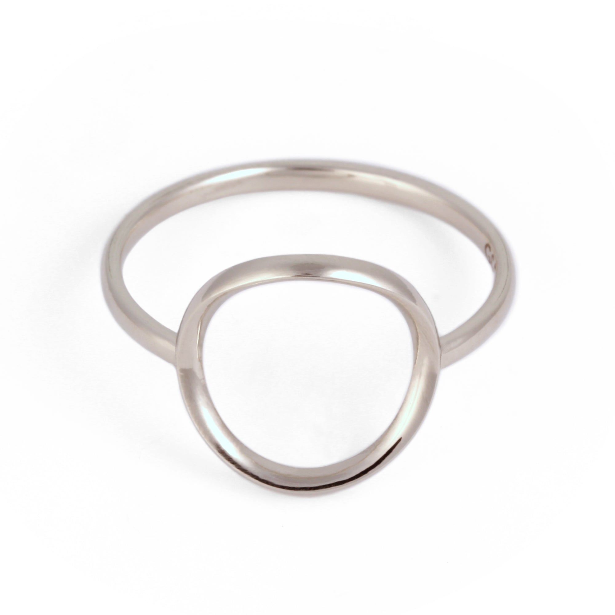 Karma open circle ring in Sterling Silver front view by G&D