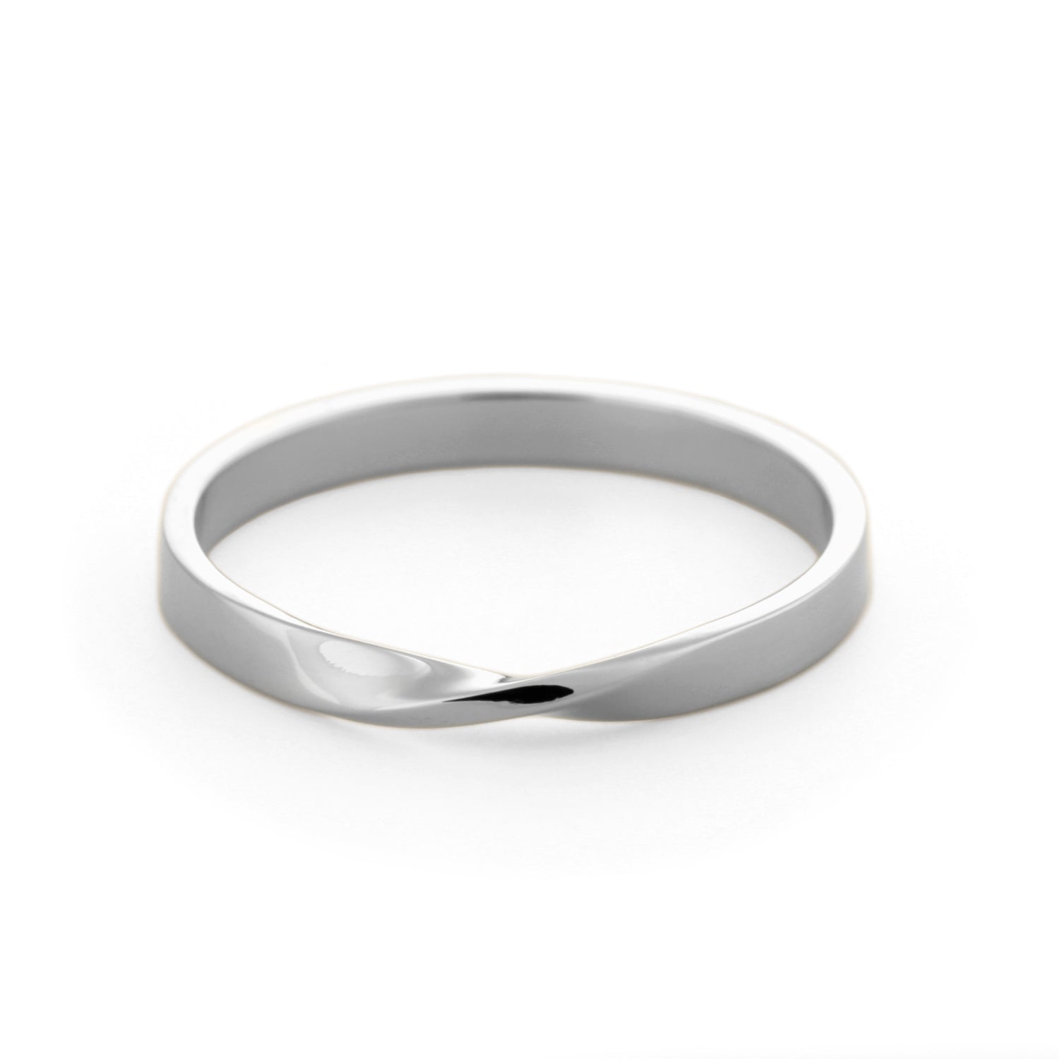 Mobius wedding ring 2 mm in 14K white gold by G&D Unique Designs