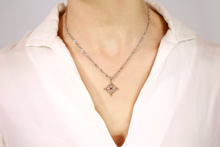 Fleur de lis pendant 14k gold amethyst birthstone pendant jewelry