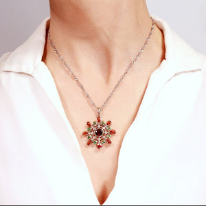 Cocktail White Gold Diamond Pendant Sapphires Rhodolite Garnet Tsaviorites