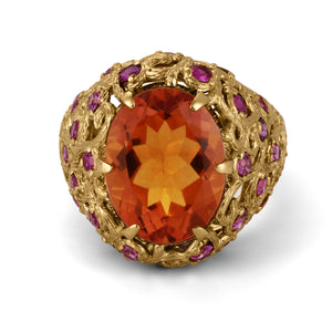 Madeira Citrine Statement Ring gold