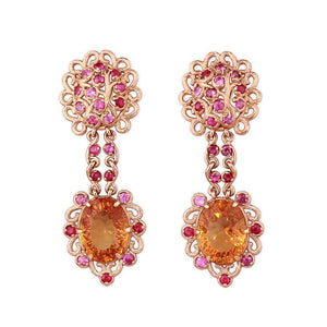 Citrine Sapphire Dangle Earrings Gold