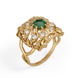 emerald ring gold with diamonds