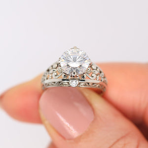 Fleur de Lis Moissanite engagement ring white gold