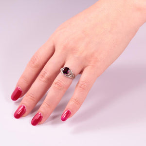 white-Gold-engagement-ring-vintage-engagement-ring-with-diamonds-garnet-engagement-ring