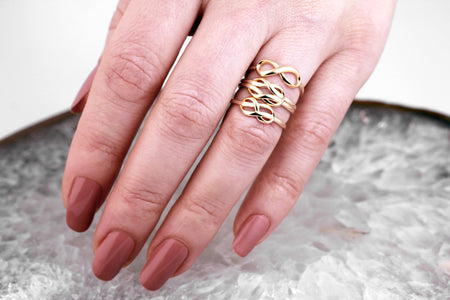 Infinity Ring Gold, Promise Ring, Mother Daughter Ring