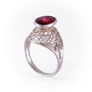 Garnet Ring in 14K White Gold