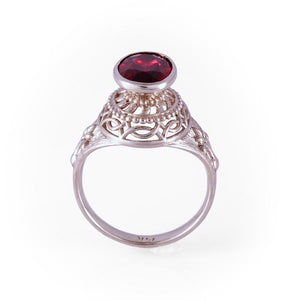 Garnet Ring in 14K White Gold