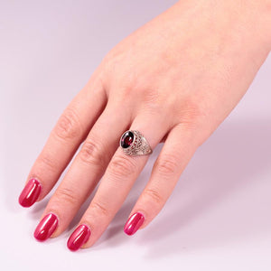 Garnet Ring in 14K White Gold