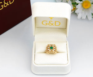 gold emerald ring with natural diamonds