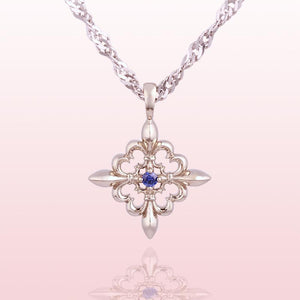 Fleur de lis Pendant with Blue Sapphire