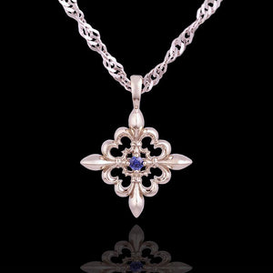 Fleur de lis Pendant with Blue Sapphire