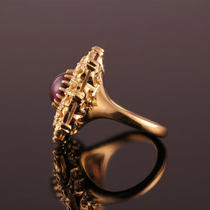 Amethyst Star Ring with Diamonds in 18K Yellow Gold