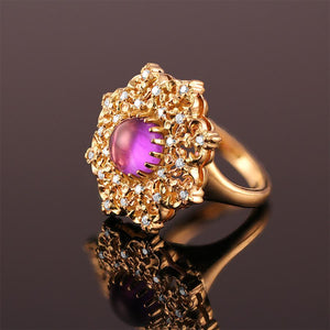 amethyst diamond cocktail ring in 18k yellow gold
