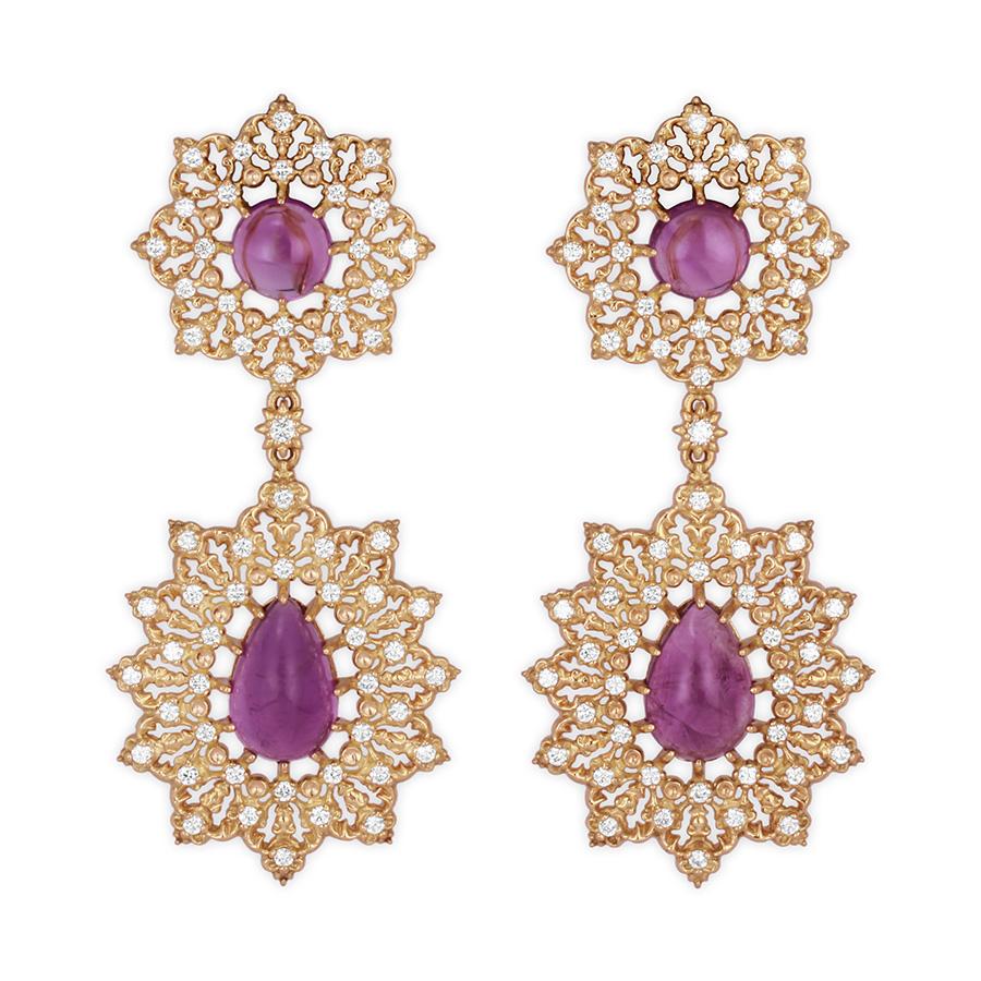 Kundan Multi Stones,Pearls Hanging Flower Leafs Design Jadu Kundan Hanging  Earrings Set Buy Online