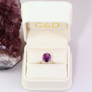 amethyst ring in gift box