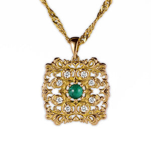 Emerald pendant with diamonds gold