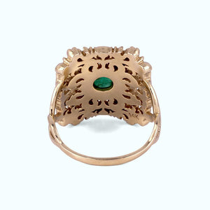 statement cocktail gold emerald ring with diamonds