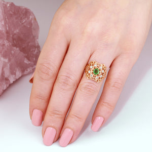 emerald ring gold, emerald diamond ring, emerald statement ring with diamonds