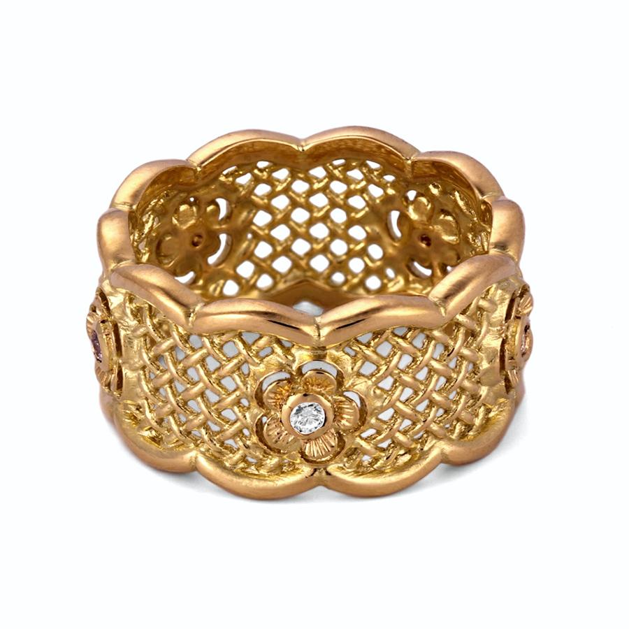 Sapphire & Diamond Rectangular Ring Set in 14 Kt. Gold | KC Design |  Diamond Vault of Troy