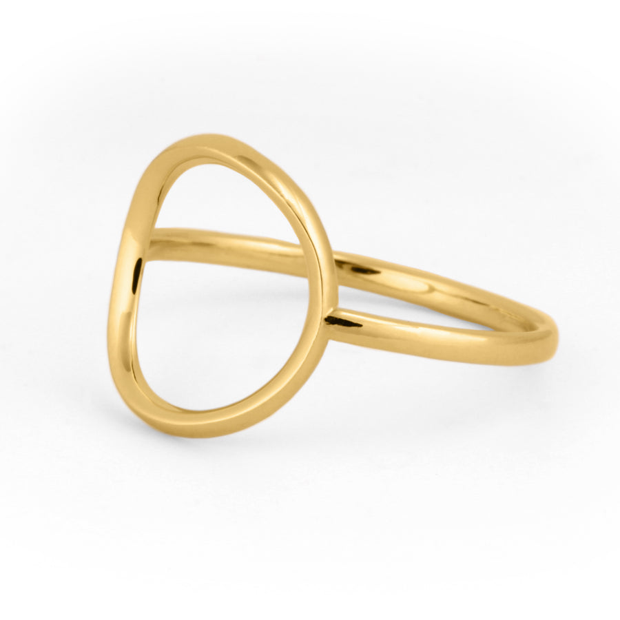 karma open circle ring in 14K yellow gold