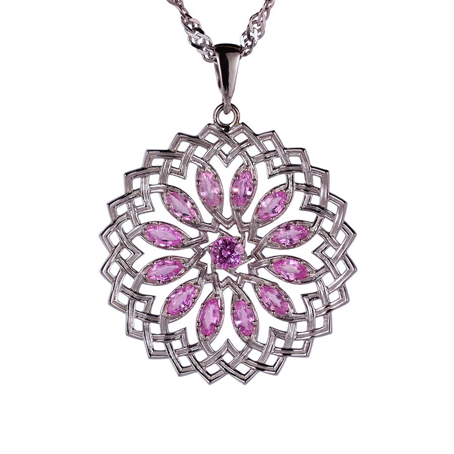 Gold Lotus Sapphire Pendant 