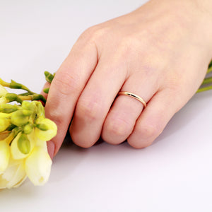wedding ring, 2mm 14K Yellow Gold Dome Ring, wedding band