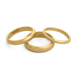 set of 18K Gold classic wedding bands 2mm, 3mm, 4mm