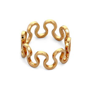 Wave Zig Zag Band Ring in 18K Gold